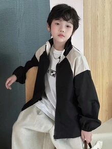 DAZY 秋季大码男童宽松休闲拼色夹克