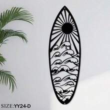 1pc Metal Surfboard Wall Decor - Summer Beach Signage With Turtle, Palm Tree Design - Coastal Hanging Wall Art For Door & Home Decor,Home Decor ,Room Decor,Wall Decor