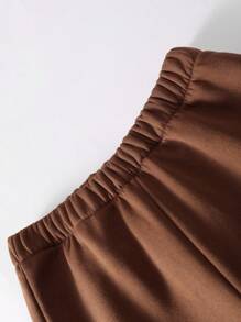 SHEIN 2 件套男童时尚格子连帽半拉链夹克和抽绳运动裤休闲装 - 彩色 - 查看 7