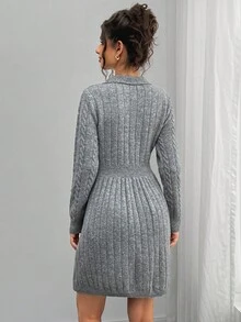 SHEIN Maternity Casual Solid Color Knit Dress, Autumn/Winter