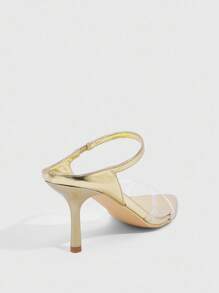 CUCCOO SZL Women's Pointed Toe Stiletto High Heel Sandals, Gold Color, Fashion For Daily Commute And Street Wear