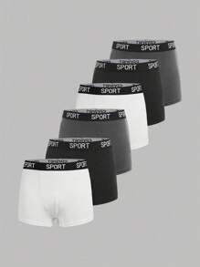 6 件装青少年男孩简约舒适字母松紧腰内裤