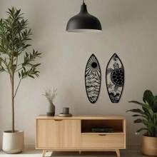 1pc Metal Surfboard Wall Decor - Summer Beach Signage With Turtle, Palm Tree Design - Coastal Hanging Wall Art For Door & Home Decor,Home Decor ,Room Decor,Wall Decor
