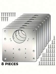4pcs/8pcs Stainless Steel Cabinet Hinge Repair Kit - Easily Fix Cupboard Doors With Flat Brackets And Screws