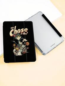 TOM & JERRY X SHEIN Husă de bază neagră cu model de litere și desene animate