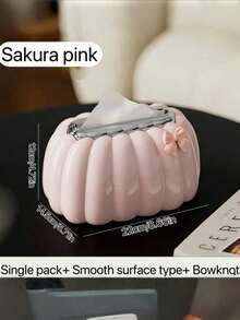 SHEIN 1 件南瓜形纸巾盒架（带弹簧）、桌面纸巾架、装饰纸巾盒（适用于家庭厨房卧室客厅餐厅）、创意纸巾收纳盒、家居装饰、浴室装饰、浴室收纳盒、夏季家居创意纸巾盒、办公室客厅 - 彩色 - 查看 12