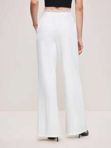 BizChic 2025 Herbst/Winter Neue Weiße Spitze Taillenbund Patchwork Seitentaschen Schlitzausschnitt Weite Hose, vielseitig & elegant für Arbeitsplatz, Geschäft, Lässig, Büro, Date, Party, Reise, Romantik, Musikfestival, Vintage, Koreanischer Stil, Flughafen, Hochzeitsgast, Geburtstag, Halloween, Weihnachten - Weiss - Übersicht 4