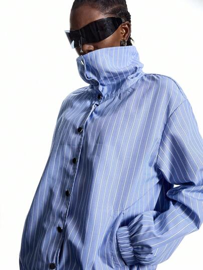 LYSMO Women's Striped Print Turtleneck Casual Versatile Long Sleeve Shirt