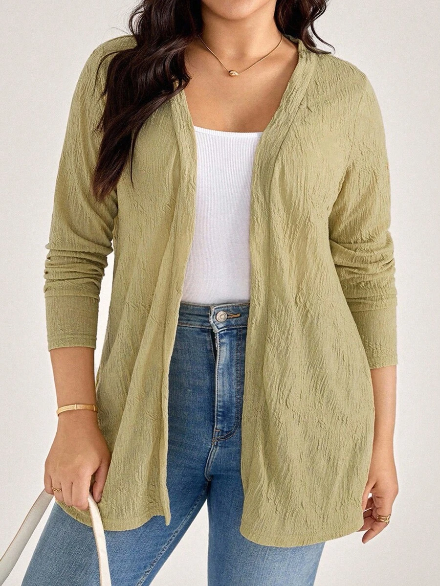 SHEIN LUNE Autumn Plus Size Cardigan Lightweight Duster Coat Fall Back To School Old Money Style Women Country Stockholm Style Office Attire For Women Going Out Tops Women Homecoming Winter Tulum Teacher Winter Jacket Women Winter Back To School