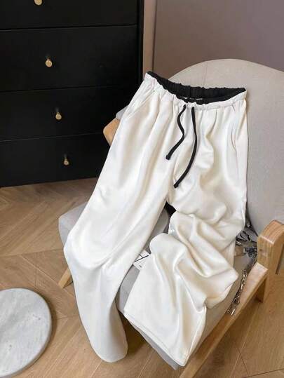 INAWLY 女式休闲抽绳腰阔腿运动裤