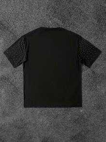 Manfinity Dauomo Maglietta da uomo, processo di foratura a caldo, girocollo, manica corta, colore tinta unita casual, nuova collezione primavera/estate 2025, rave