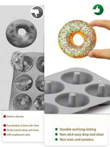 SHEIN Basic living 1pc Donut Mold, Creative Silicone Non-Stick For 6 Cavity & Baking Pan, Baking Supplies - Grey - View 6