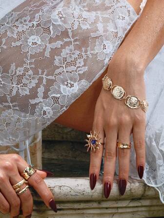 Glisma 1 pulsera chapada en oro de 18K con textura, metálica y geométrica para fiesta, casual, concierto/festival, discoteca, boda, vacaciones, campamento, Y2K, mamá, mujer, niña, otoño, invierno, festival, vacaciones, dinero antiguo, Halloween