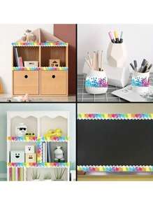 1 قطعة حافة لوحة نشرة سوداء، 32.8 قدم من الحواف المموجة السوداء لوحة النشرة، السبورة البيضاء، لوحة الفلين، الخزانة، ديكور الغرفة، ديكور المكتب، وديكور الفصل الدراسي للعودة إلى المدرسة - متعدد الألوان - مشاهدة 9