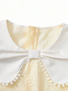 Tween-Mädchen Elegantes, lässiges Urlaubskleid, blaues Kleid mit Rüschenkragen und Puffärmeln und Schleife, geeignet für Frühling/Sommer im Freien/Urlaub