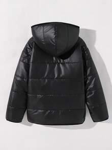 SHEIN Tween Boy Letter Print Thermal Lined Hooded Jacket, Winter Fashion Fall