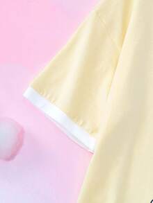 My Little Pony X SHEIN 青少年女孩字母和卡通图案圆领短袖T恤 - 黃色 - 查看 6