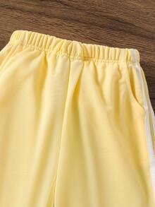 2 件套女童春秋长袖运动衫和裤子套装，针织面料，蝴蝶结丝带装饰 - 彩色 - 查看 3