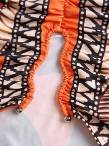 SOLERSUN Bộ đồ hai mảnh ren khoét lỗ họa tiết hoa thời trang nữ cỡ lớn, trang trí khóa kim loại, xẻ tà, mặc đi biển - Màu vàng - Xem 7