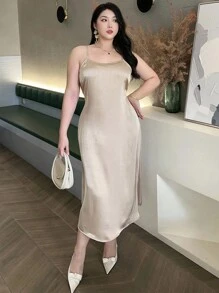 Dazy Plus 2pcs Plus Size Women Set: Sleeveless Bodycon Maxi Dress & Short Floral Print Cardigan