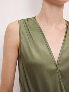 BizChic 2025秋冬新款绿色不对称剪裁斜翻领交叉露肩连体衣，现代优雅都市商务休闲办公装，适合约会、派对、郊游、机场、浪漫乡村音乐会、韩式、机场、婚礼嘉宾、生日、万圣节、圣诞节 - 綠色 - 查看 7