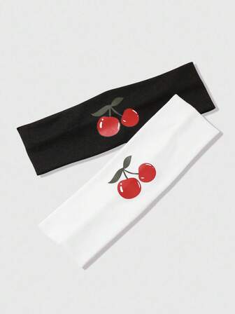 Kawaii 2 Stücke Kirschblüten Stirnbänder für Mädchen, breite Sport Yoga Haarband, vielseitige Lässig Kopfbedeckung geeignet für Training und Alltag