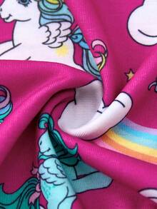 My Little Pony X SHEIN 少女卡通图案圆领短袖T恤 - 粉色 - 查看 6