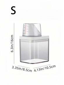 SHEIN 1 个容器 I 塑料洗衣粉分配器，适用于液体或粉末，不易破碎的洗涤剂收纳盒（可容纳 24/37/50/65 盎司） - 無色 - 查看 11
