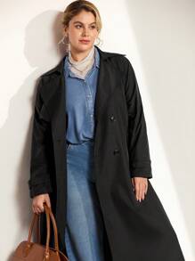 Momelise Plus Size Women Elegant Solid Color Mid-Length Windbreaker