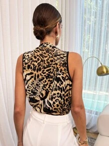 Lavishia Bộ đồ liền thân không tay họa tiết da báo thời trang dành cho nữ, mùa hè - Nhiều màu - Xem 2