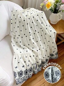 Comfortcana 女士休闲花卉刺绣半身裙，夏季波西米亚风 Fairycore 女装 - 藍白色 - 查看 3