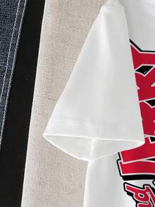 TOM & JERRY X SHEIN Young Boy Summer Casual Street Cartoon & Letter Graphic Short Sleeve T-Shirt - White - View 5