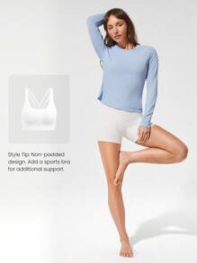 GLOWMODE Tee Time Essential Hip Length Long-Sleeve Active Top Daily Casual Machine Washable  Spring Summer - Baby Blue - View 6