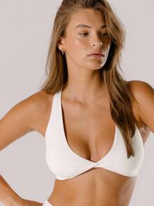 Aralina Leisurewear Pastel Pink Supportive Deep-V Active Twist Crop Top With Bag - White - View 6