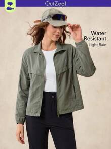 OutZeal Women Water-Resistant Stand Collar Zip Pocket Outdoor Jacket Hiking Camping