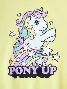 My Little Pony X SHEIN 青少年女孩字母和卡通图案圆领长袖运动衫 - 黃色 - 查看 4