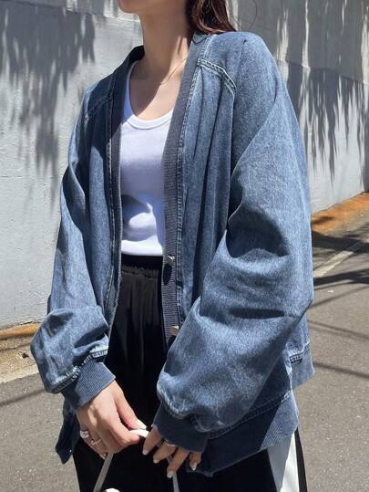 FRIFUL 女士休闲宽松水洗超大牛仔夹克牛仔美学衣服