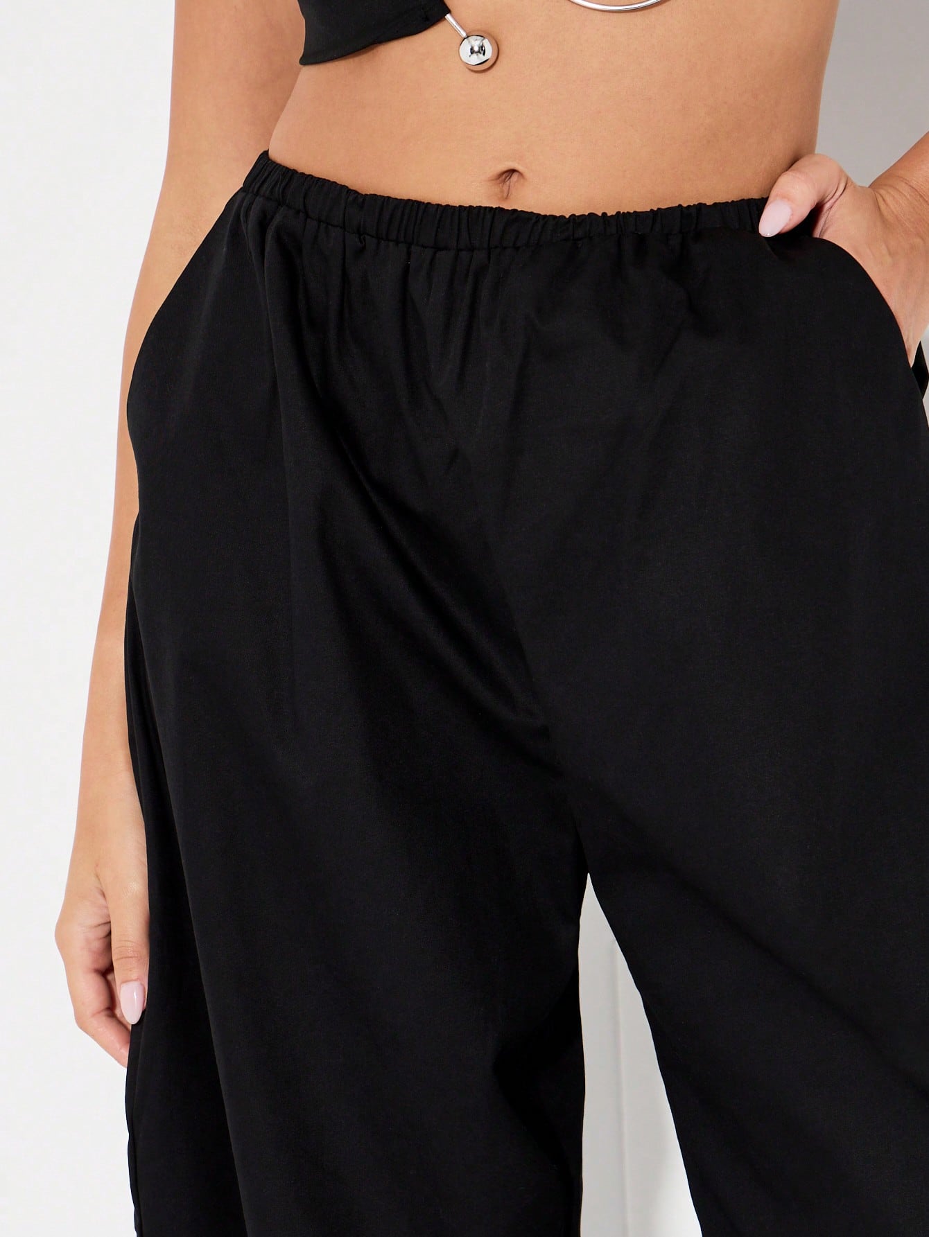 KIZN Wide Leg Palazzo Pants With Elastic Waist