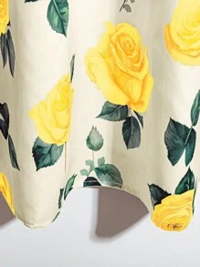 GlowEve Women's Elegant Commuter Floral Print A-Line Skirt Fall Cloth For Women - Apricot - View 3