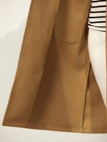 Momelise Áo khoác len dáng rộng cổ bẻ màu trơn, vai trễ dành cho nữ cỡ lớn - Màu Khaki - Xem 9