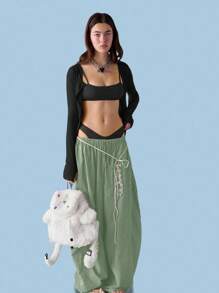 COUREZ Low Rise Baggy Balloon Trousers /Y2K Going Out Outfits Fall Women Clothes Fall Clothes Cute Winter Clothes For Women Back To School Wide Leg Trousers Women - Green - View 6