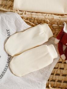 SHEIN Baby Girls' Minimalist Embroidered Lace Trim Knit Bodysuit - Apricot - View 7