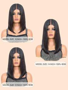 Glueless Straight Bob Wigs 2x4 Lace Closure Wigs Human Hair Lace Front Wigs Pre Bleached Pre Plucked Pre Cut Lace Melting Lace Hairline Silky Wear & Go Beginner Friendly - Natural Black - View 9