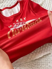 2 件套少女可爱狗狗印花长袖上衣和紧身裤睡衣套装