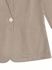 Franclia Áo khoác blazer trơn màu thường ngày tay dài cổ ve ve nữ - màu nâu - Xem 5