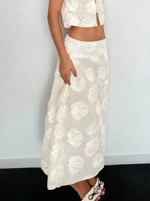 SHEIN ICON Váy chữ A xẻ tà màu trắng trong suốt dành cho nữ, phong cách nghỉ dưỡng, thường ngày, nữ tính - trắng - Xem 4