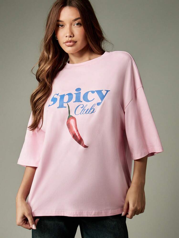 MISSGUIDED T-shirt oversize con stampa Spicy Club