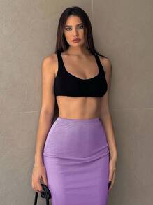 Firerie Falda lápiz de impresión de degradado en color morado para verano - Morado - Ver 5