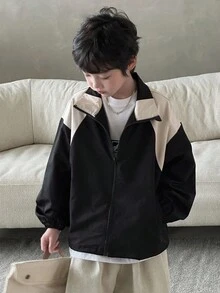 DAZY 秋季大码男童宽松休闲拼色夹克