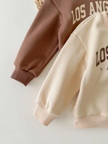 SHEIN 2 Stücke Baby Mädchen süßer Buchstaben Grafik Kapuzenpullover, Lässig für Herbst/Winter